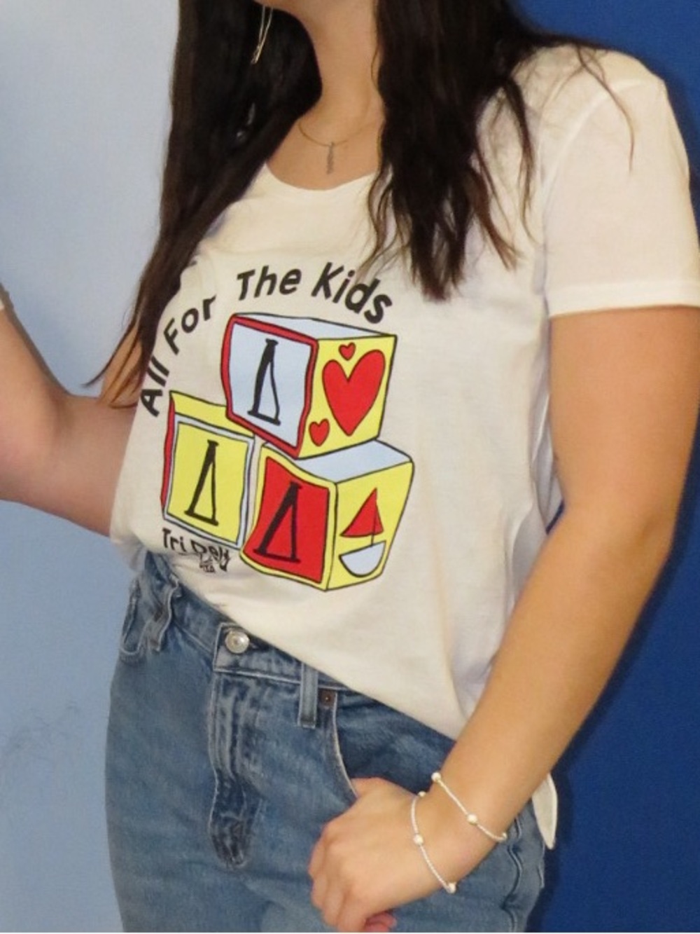 Tri Delta - White Graphic 'All For The Kids' T-Shirt